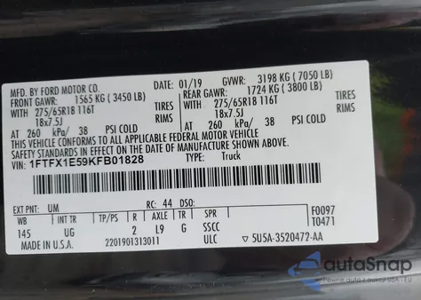 2019 Ford F-150 Xlt from USA, damaged, VIN 1FTFX1E59KFB01828